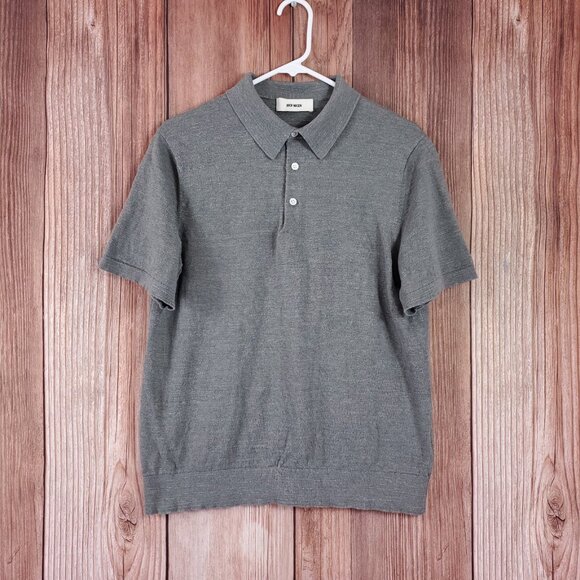 Buck Mason Mens Size Large Avalon Sweater Knit Short Sleeve Polo Shirt Gray - Picture 1 of 12